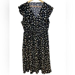 BloomChic Black Dress with Gold and White Dots Size 14/16